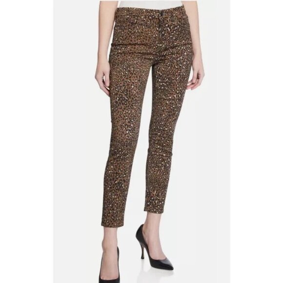 JEN7 by 7 For All Mankind Womens Size 10 Ankle Skinny Brown Leopard Jeans NEW - Picture 1 of 3